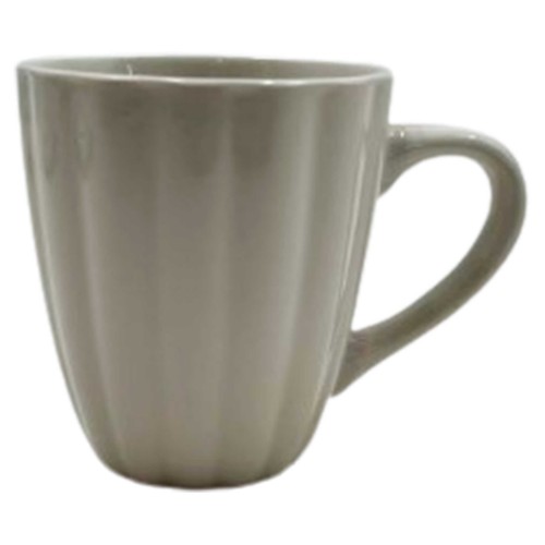 Taza mug de gres con líneas en relieve 35cl color beige, ACTUEL