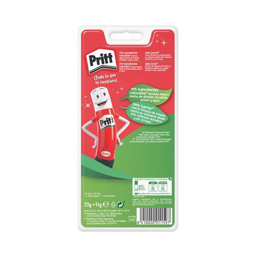 Lote de 2 barras adhesivas, 1 de 22 g y otra de 11 g PRITT.