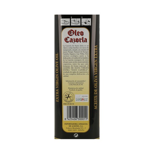 OLEO CAZORLA Aceite de oliva virgen extra D.O.P. Sierra de Cazorla lata de 1 l.