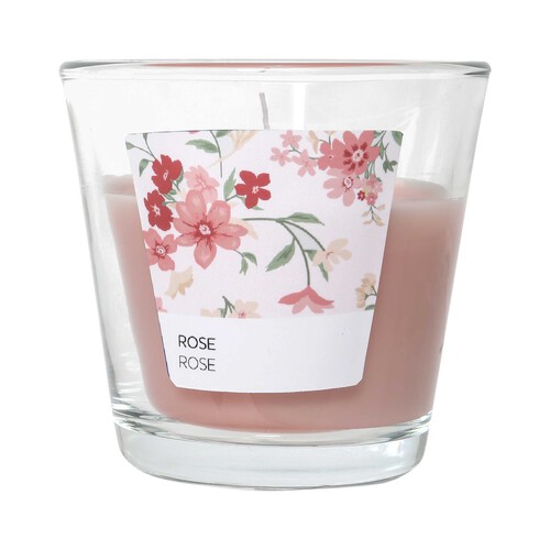 Vela en vaso perfumada, aroma rosas, tamaño S, ACTUEL.
