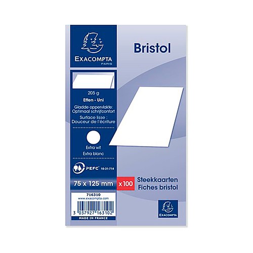 100 fichas blancas 75x125mm EXACOMPTA.