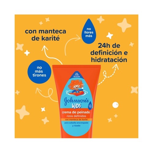JOHNSON'S Kids Crema de peinado para cabello encrespado y rizado 200 ml.