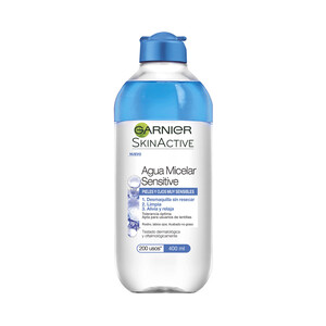 GARNIER Agua micelar desmaquillante para pieles y ojos muy sensibles GARNIER Skin active 400 ml.