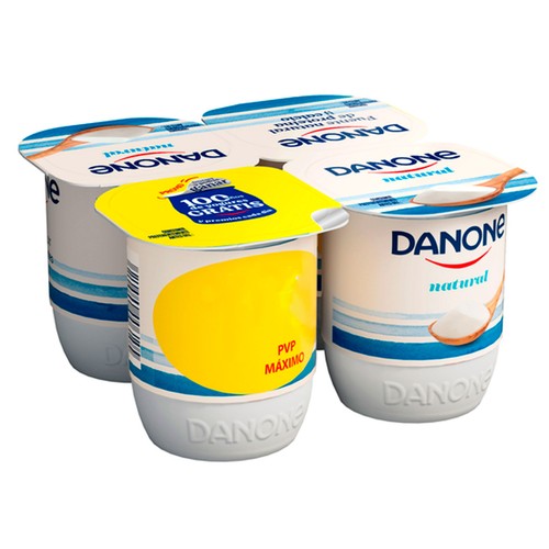 Yogur natural elaborado con leche y fermentos naturales DANONE 4 x 120 g.