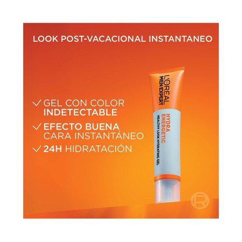 L´ORÉAL PARIS Men expert hydra energetic Gel facial con color, hidratante y efecto buena cara 40 ml.