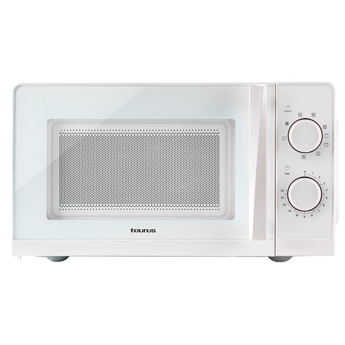 Microondas con grill TAURUS Ready, color blanco, capacidad 20L, potencia 700W, grill: 900W.