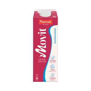 PASCUAL Movit Leche semidesnatada de vaca, con calcio y con alto contenido en vitamina D 1 l.