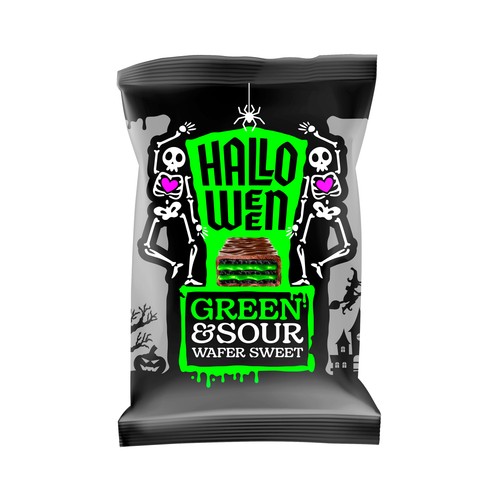 HALLOWEEN Barquillos verdes y ácidos halloween 150 g.
