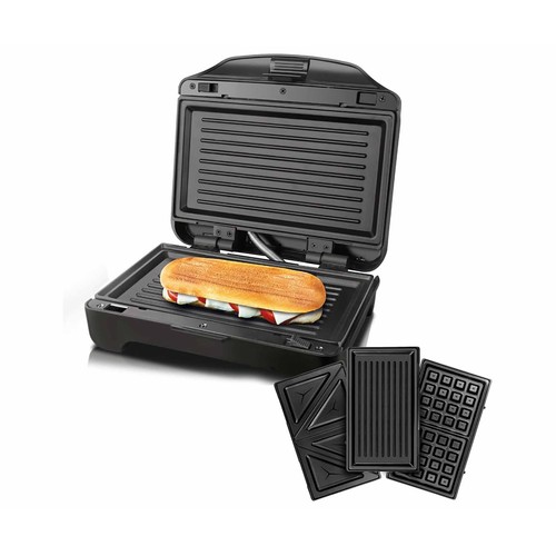 Sandwichera Grill TAURUS Miami Premium, 900W, 3 placas intercambiables.