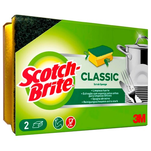 Estropajo de fibra con esponja especial salvauñas SCOTCH BRITE Duplo 2 uds.