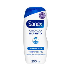 SANEX Gel hidratante y protector para ducha o baño, para todo tipo de pieles SANEX Cuidado experto 250 ml.