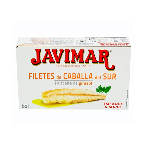 JAVIMAR Filetes de caballa del sur en aceite de  girasol 57 g