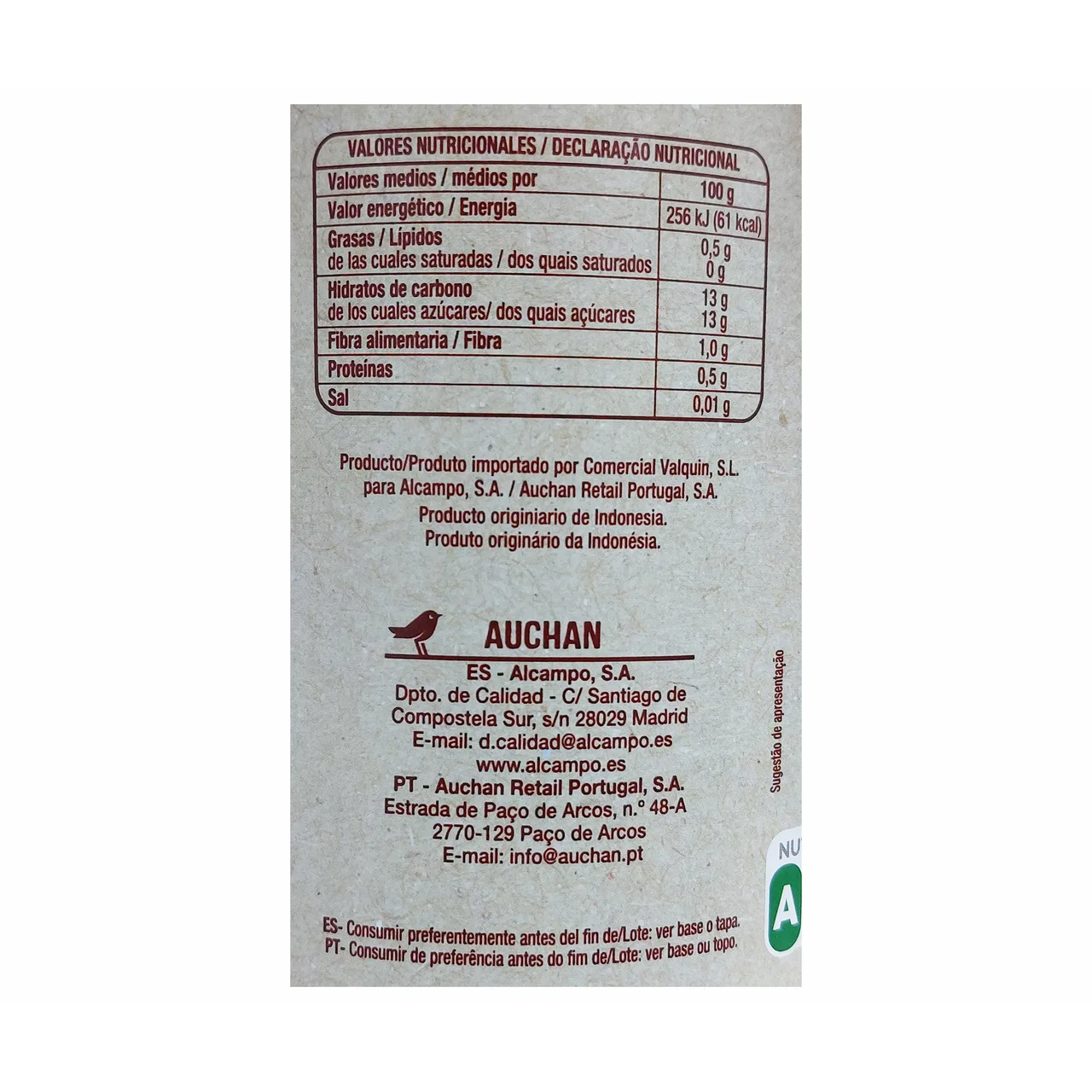 PRODUCTO ALCAMPO Piña en su jugo 490 g.