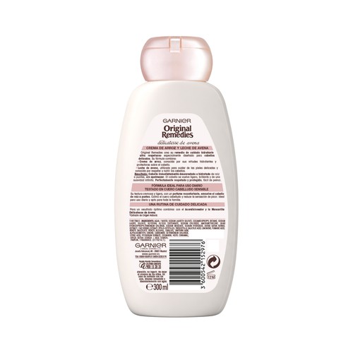 ORIGINAL REMEDIES Champú calmante y nutritivo para todo tipo de cabello, incluso el más sensible OROGINAL REMEDIES Délicatesse de Garnier 300 ml.