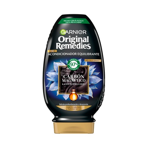 ORIGINAL REMEDIES Acondicionador equilibrante sin siliconas, para racies grasas y puntas secas ORIGINAL REMEDIES de Garnier 250 ml.
