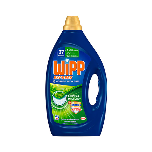 WIPP EXPRESS Detergente en gel para lavadora antiolores 1,850 l. 37 lav.