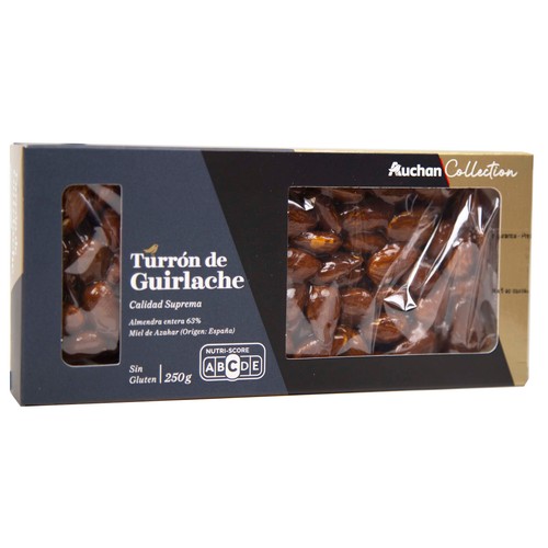 ALCAMPO GOURMET Turrón de guirlaches (con almendra entera y miel de azahar) 250 g.