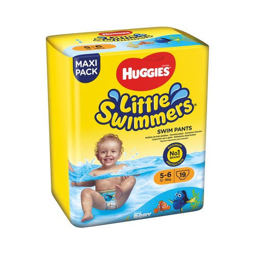 HUGGIES Pañales bañador unisex (bañador desechable) talla 5 - 6, para niños de 12 a 18 kilos HUGGIES Little swimmers 19 uds.