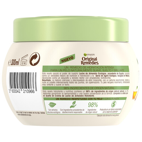 ORIGINAL REMEDIES Mascarilla capilar para cabellos normales faltos de hidratación ORIGINAL REMEDIES de Garnier 300 ml.