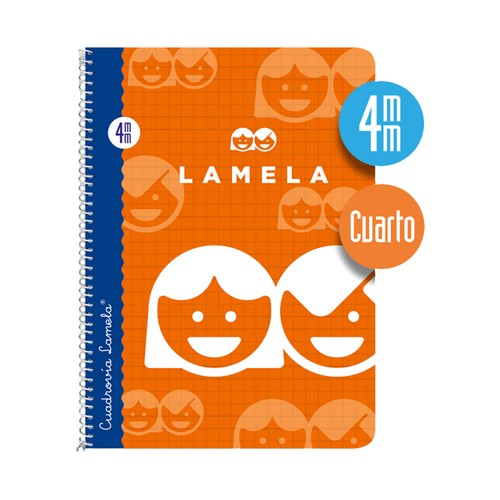 Libreta espiral tamaño cuarto,40 hojas, cuadrovía de 4mm, EDITORIAL LAMELA