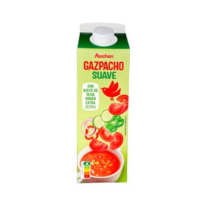 Imagen de AUCHAN Gazpacho suave con aceite de oliva virgen extra 1 l. Producto Alcampo