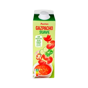 AUCHAN Gazpacho suave con aceite de oliva virgen extra 1 l. Producto Alcampo