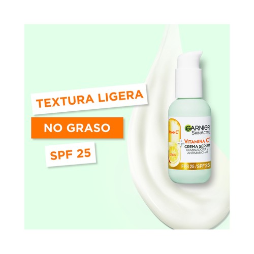 GARNIER Skin active Sérum 2 en 1 (crema hidratante + sérum), para piel apagada con tono irregular 50 ml.