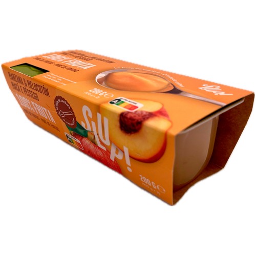 SLUP! Crema de fruta de manzana y melocotón 2 x 100 g.