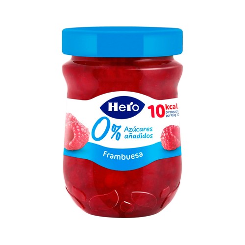 HERO Mermelada de frambuesa sin azúcares añadidos bote 280 g.