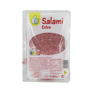 Imagen de AUCHAN Salami extra sin gluten, cortado en lonchas 200 g. Producto Alcampo