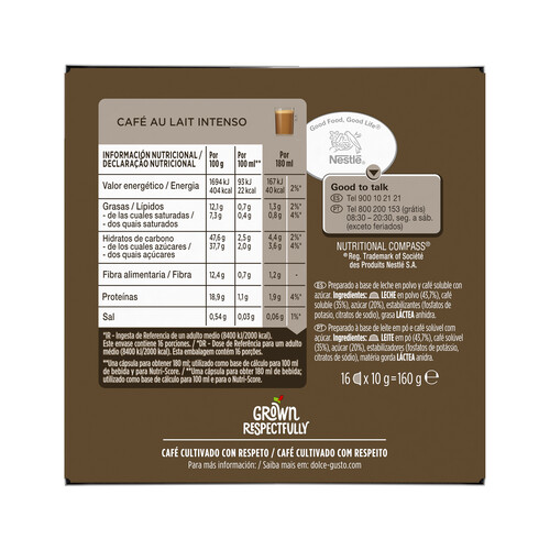 NESCAFÉ DOLCE GUSTO Café con leche intenso en cápsulas NESCAFÉ 16 uds.
