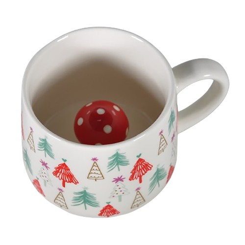 Taza de porcelana 35CL, decorada con árbol/seta en interior,  ACTUEL. 