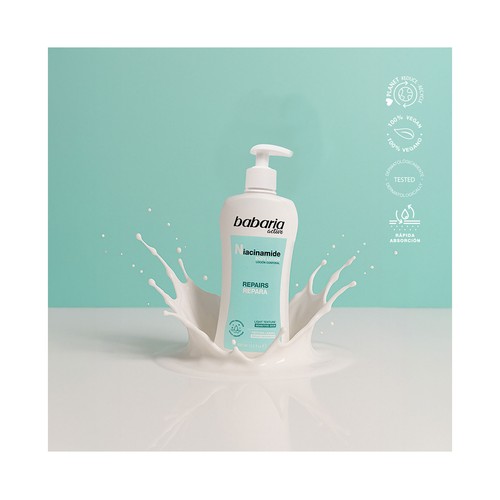 BABARIA Body milk con vitamina B3, para pieles sensibles y atópicas 500 ml.