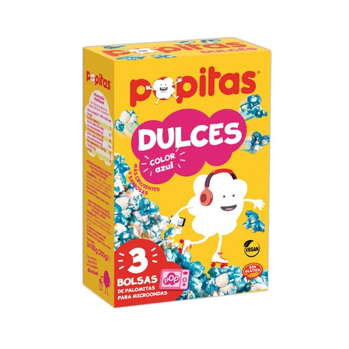 POPITAS Palomitas dulces para microondas 3 x 100 g.