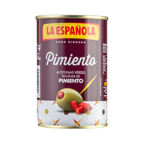 LA ESPAÑOLA Aceitunas verdes rellenas de pimiento LA ESPAÑOLA lata de 130 g.
