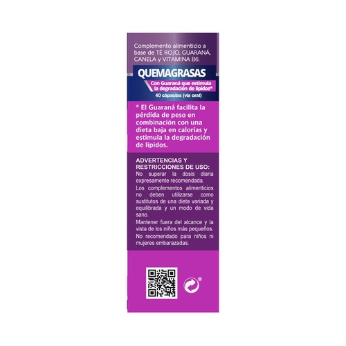 VIVE+ SALUD Y VIDA Quemagrasas con guaraná VIVE + SALUD Y VIDA 40 uds. 19 g.
