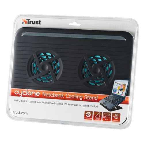 Base refrigeradora PC TRUST CYCLONE, 2 ventiladores, inclinable.