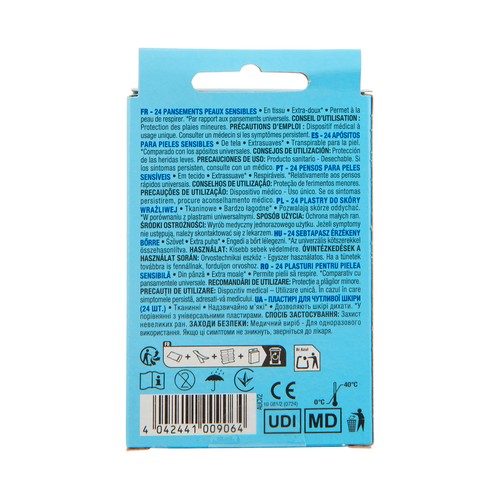 PRODUCTO ALCAMPO Apósitos plásticos extra suaves y con microporos 3 tamaños diferentes 24 uds.