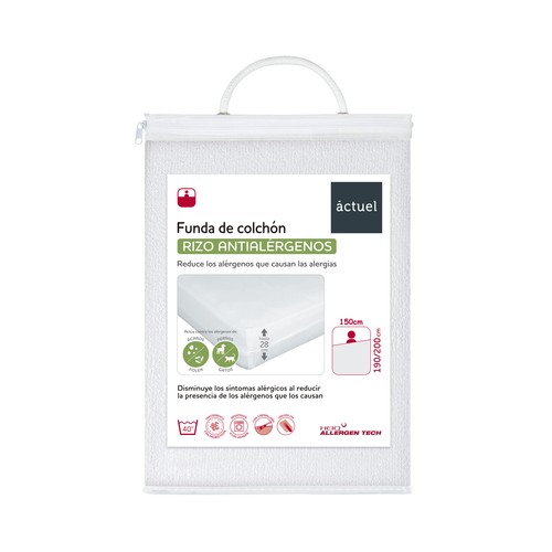 Funda colchón 150cm rizo, antialérgenos. ACTUEL.