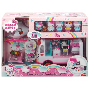 HELLO KITTY Helicóptero con ambulancia y más de 15 accesoiros, incluye 5 figuras.