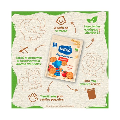 NESTLÉ Galletas infantiles ecológicas con tomate, a partir de 12 meses 100 g.