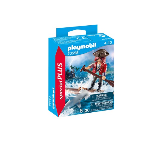 Conjunto de juego Pirata con balsa y tiburón martillo, 6 piezas PLAYMOBIL SPECIAL PLUS 70598.