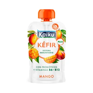 KAIKU Plus Bolsita (pouch) de kéfir con mango, probióticos y vitaminas B6 + B12 110 g.