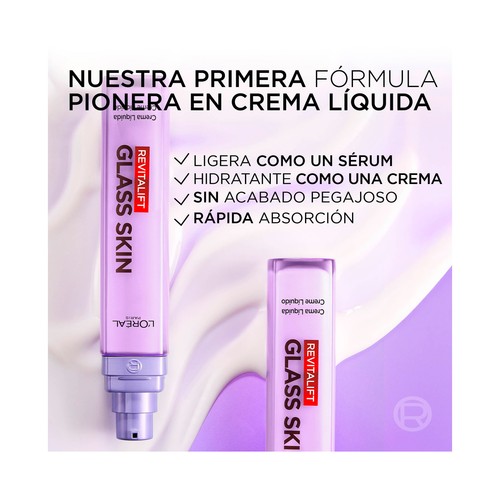 L´ORÉAL PARIS Revitalift glass skin Crema facial líquida con acción hidratante y suavizante 50 ml.