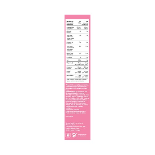 KENCKO Smoothie pink Preparado para batido de frutas ecológicas y lucuma en polvo 2 x 22 g.