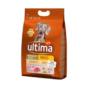 ULTIMA Pienso para perros adultos entre 1 y 7 años a base de buey, arroz y cereales integrales 3 kg.