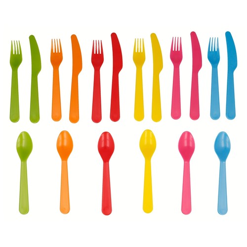 Set de 18 cubiertos de plástico con mango plano, STOR Picnic.
