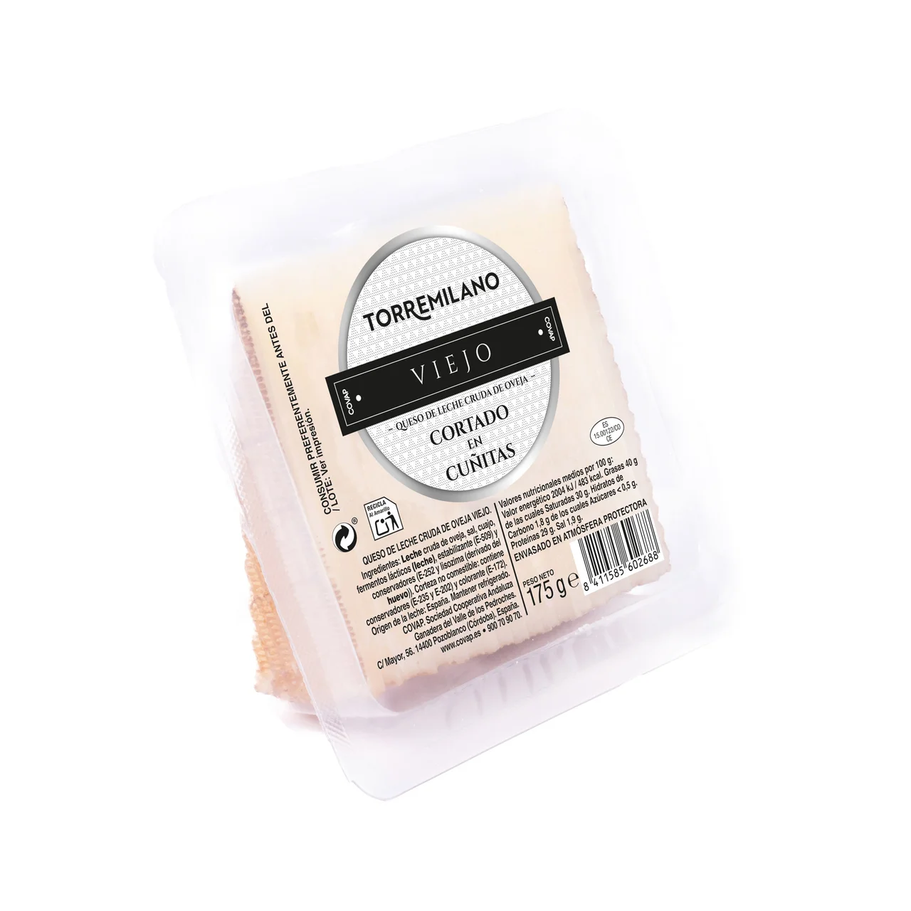 Queso de oveja torremilano curado cortado en cuñitas 175 g.