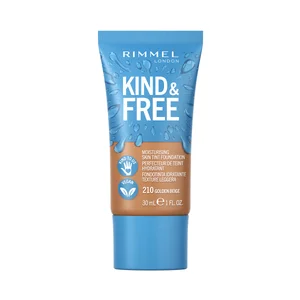 RIMMEL  Kind & free Tono 210 Golden beige Base de maquillaje hidratante para un acabado radiante y saludable,30 ml.