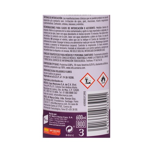 ORION Insecticida aerosol floral, mata y protege 600 ml.